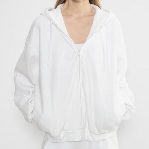 TNA Cozy Fleece Zip-Up Hoodie in White - Description!!